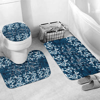 Blue Hawaiian Tapa Tribal Hibiscus Bathroom Set