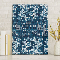 Blue Hawaiian Tapa Tribal Hibiscus Canvas Wall Art