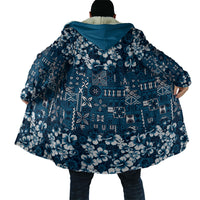 Blue Hawaiian Tapa Tribal Hibiscus Cloak