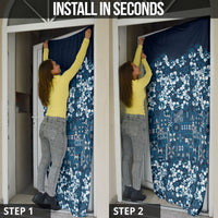 Blue Hawaiian Tapa Tribal Hibiscus Door Cover