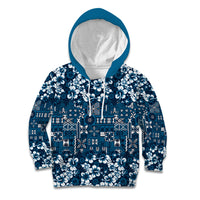 Blue Hawaiian Tapa Tribal Hibiscus Kid Hoodie