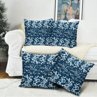 Blue Hawaiian Tapa Tribal Hibiscus Pillow Cover