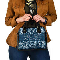 Blue Hawaiian Tapa Tribal Hibiscus Shoulder Handbag