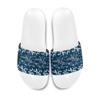 Blue Hawaiian Tapa Tribal Hibiscus Slide Sandals