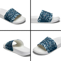 Blue Hawaiian Tapa Tribal Hibiscus Slide Sandals
