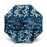 Blue Hawaiian Tapa Tribal Hibiscus Umbrella