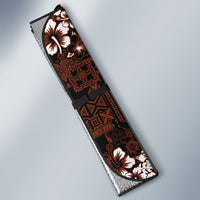 Burgundy Hawaiian Tapa Tribal Hibiscus Auto Sun Shade