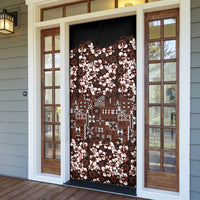 Burgundy Hawaiian Tapa Tribal Hibiscus Door Cover