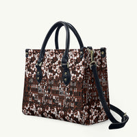 Burgundy Hawaiian Tapa Tribal Hibiscus Leather Bag