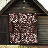 Burgundy Hawaiian Tapa Tribal Hibiscus Quilt