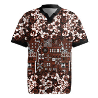 Burgundy Hawaiian Tapa Tribal Hibiscus Rugby Jersey