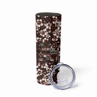 Burgundy Hawaiian Tapa Tribal Hibiscus Skinny Tumbler