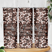 Burgundy Hawaiian Tapa Tribal Hibiscus Skinny Tumbler