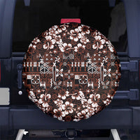 Burgundy Hawaiian Tapa Tribal Hibiscus Spare Tire Cover