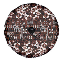 Burgundy Hawaiian Tapa Tribal Hibiscus Spare Tire Cover