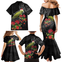 Meri Kirihimete Kakapo Family Matching Mermaid Dress and Hawaiian Shirt Black Silver Fern Christmas Vibe LT9 - Polynesian Pride