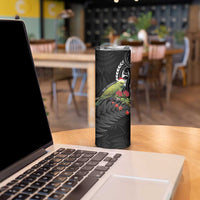 Meri Kirihimete Kakapo Skinny Tumbler Black Silver Fern Christmas Vibe LT9 - Polynesian Pride