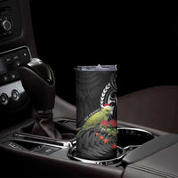 Meri Kirihimete Kakapo Skinny Tumbler Black Silver Fern Christmas Vibe LT9 - Polynesian Pride