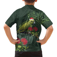 Meri Kirihimete Kakapo Family Matching Long Sleeve Bodycon Dress and Hawaiian Shirt Green Silver Fern Christmas Vibe LT9 - Polynesian Pride