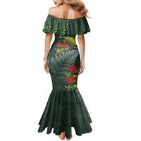 Meri Kirihimete Kakapo Family Matching Mermaid Dress and Hawaiian Shirt Green Silver Fern Christmas Vibe LT9 - Polynesian Pride