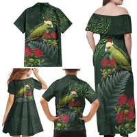 Meri Kirihimete Kakapo Family Matching Off Shoulder Maxi Dress and Hawaiian Shirt Green Silver Fern Christmas Vibe LT9 - Polynesian Pride
