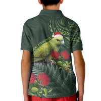 Meri Kirihimete Kakapo Kid Polo Shirt Green Silver Fern Christmas Vibe
