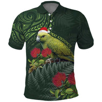 Meri Kirihimete Kakapo Polo Shirt Green Silver Fern Christmas Vibe