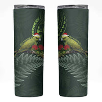 Meri Kirihimete Kakapo Skinny Tumbler Green Silver Fern Christmas Vibe LT9 Green - Polynesian Pride