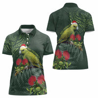 Meri Kirihimete Kakapo Women Polo Shirt Green Silver Fern Christmas Vibe LT9 - Polynesian Pride