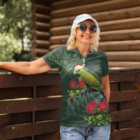 Meri Kirihimete Kakapo Women Polo Shirt Green Silver Fern Christmas Vibe LT9 - Polynesian Pride