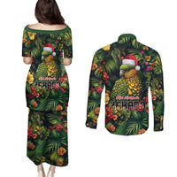 Meri Kirihimete Kakapo Couples Matching Puletasi and Long Sleeve Button Shirt New Zealand Christmas with Tropical Vibe LT9 - Polynesian Pride