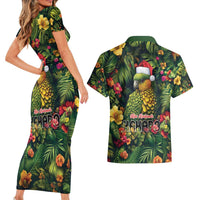 Meri Kirihimete Kakapo Couples Matching Short Sleeve Bodycon Dress and Hawaiian Shirt New Zealand Christmas with Tropical Vibe LT9 - Polynesian Pride