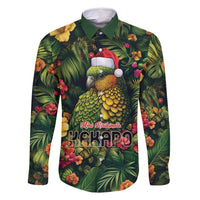 Meri Kirihimete Kakapo Family Matching Tank Maxi Dress and Hawaiian Shirt New Zealand Christmas with Tropical Vibe LT9 Dad's Shirt - Long Sleeve Green - Polynesian Pride