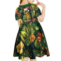 Meri Kirihimete Kakapo Kid Short Sleeve Dress New Zealand Christmas with Tropical Vibe LT9 - Polynesian Pride