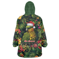 Meri Kirihimete Kakapo Wearable Blanket Hoodie New Zealand Christmas with Tropical Vibe LT9 - Polynesian Pride