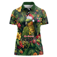 Meri Kirihimete Kakapo Women Polo Shirt New Zealand Christmas with Tropical Vibe LT9 Female Green - Polynesian Pride