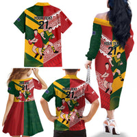 Australia-Tonga Rugby Pacific Custom Family Matching Off The Shoulder Long Sleeve Dress and Hawaiian Shirt The Kangaroos and Mate Ma'a Tonga LT9 - Polynesian Pride
