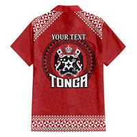 Tonga Rugby XIII Custom Family Matching Off Shoulder Short Dress and Hawaiian Shirt Mate Ma'a Tonga with Ngatu Pattern