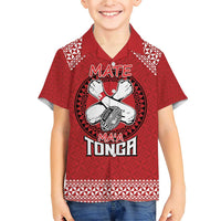Tonga Rugby XIII Custom Family Matching Short Sleeve Bodycon Dress and Hawaiian Shirt Mate Ma'a Tonga with Ngatu Pattern