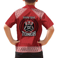 Tonga Rugby XIII Custom Kid Hawaiian Shirt Mate Ma'a Tonga with Ngatu Pattern