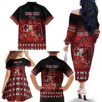 Custom Tonga 676 Haamonga a Maui Family Matching Off The Shoulder Long Sleeve Dress and Hawaiian Shirt Tongan Sipi Tau Unique Dance LT9 - Polynesian Pride