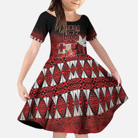 Custom Tonga 676 Haamonga a Maui Family Matching Puletasi and Hawaiian Shirt Tongan Sipi Tau Unique Dance LT9 Daughter's Dress Red - Polynesian Pride