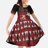 Custom Tonga 676 Haʻamonga ʻa Maui Kid Short Sleeve Dress Tongan Sipi Tau Unique Dance