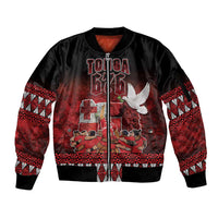 Custom Tonga 676 Haamonga a Maui Sleeve Zip Bomber Jacket Tongan Sipi Tau Unique Dance LT9 Unisex Red - Polynesian Pride