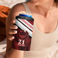 Custom Tonga XIII Rugby Tribal Tattoo 4 in 1 Can Cooler Tumbler Mate Ma'a Tonga Kupesi Ngatu Grunge Style LT9 - Polynesian Pride