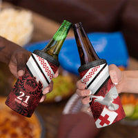 Custom Tonga XIII Rugby Tribal Tattoo 4 in 1 Can Cooler Tumbler Mate Ma'a Tonga Kupesi Ngatu Grunge Style LT9 - Polynesian Pride