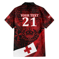 Custom Tonga XIII Rugby Tribal Tattoo Family Matching Off The Shoulder Long Sleeve Dress and Hawaiian Shirt Mate Ma'a Tonga Kupesi Ngatu Grunge Style LT9 - Polynesian Pride