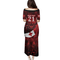 Custom Tonga XIII Rugby Tribal Tattoo Family Matching Puletasi and Hawaiian Shirt Mate Ma'a Tonga Kupesi Ngatu Grunge Style LT9 - Polynesian Pride