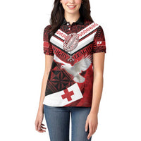 Custom Tonga XIII Rugby Tribal Tattoo Women Polo Shirt Mate Ma'a Tonga Kupesi Ngatu Grunge Style LT9 - Polynesian Pride