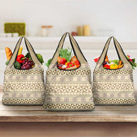Pasifika Sataoa Pattern Simple Motif Grocery Bag Beige Tan